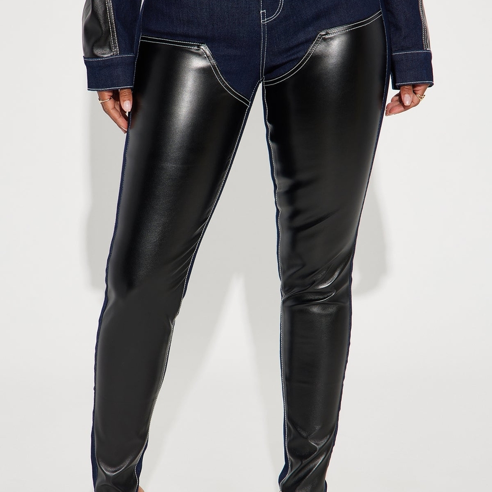 Fashion Nova Black Faux Leather Straight Leg Pants